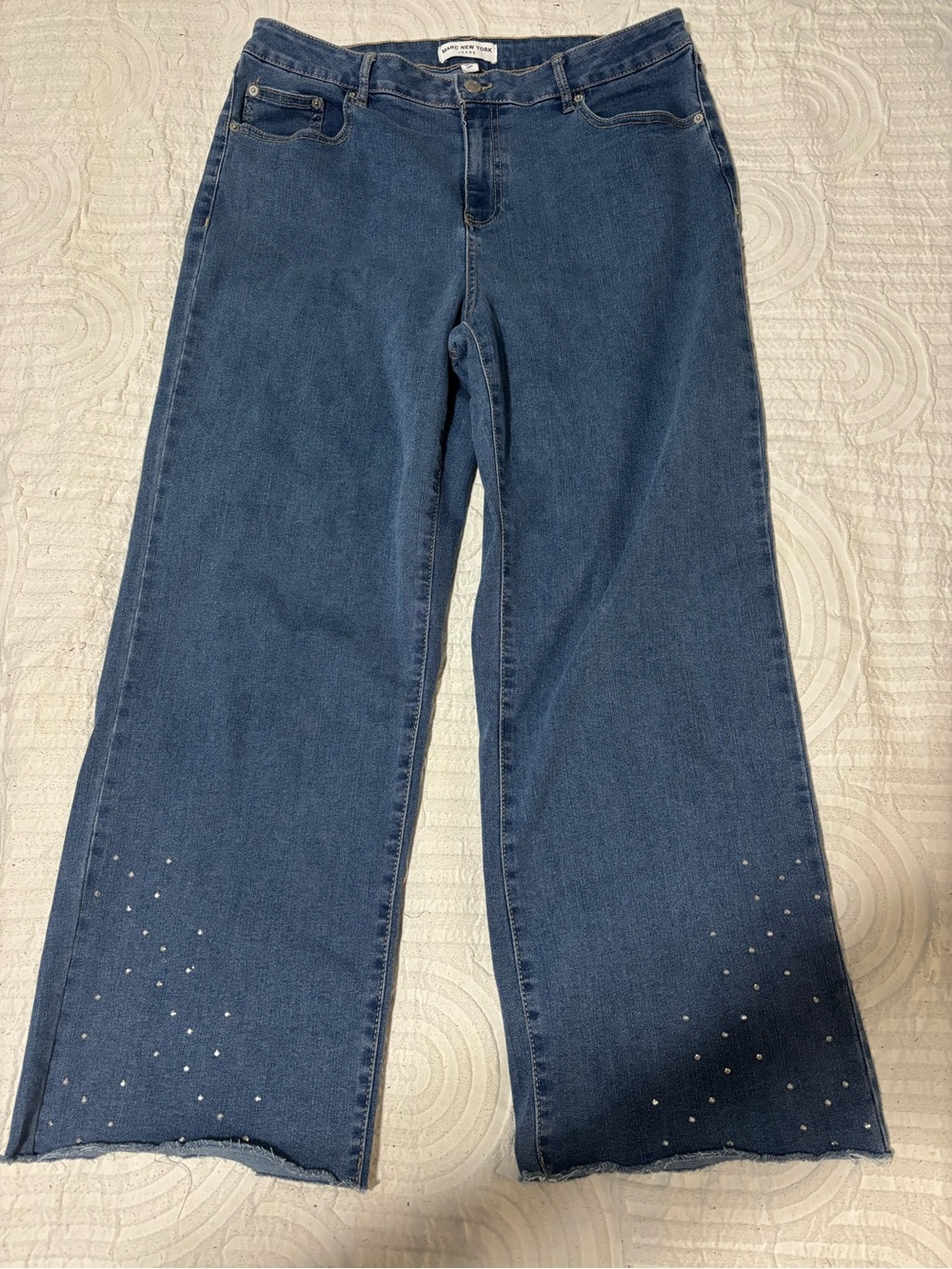 Marc New York Dark Blue Wide-Leg Jeans with Stud Accents